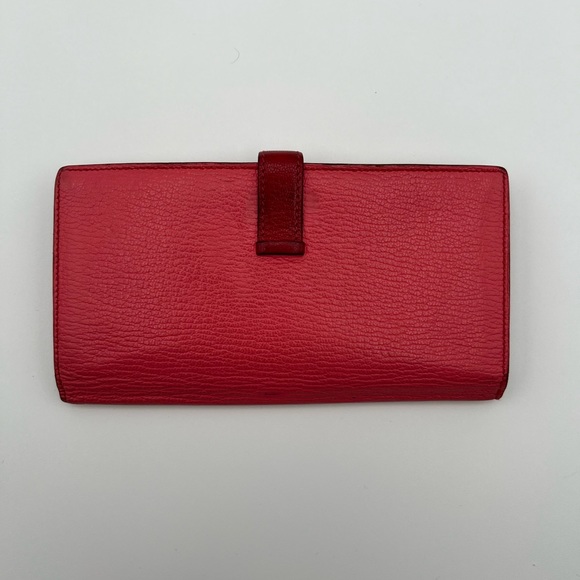 Hermes Chèvre Mysore Bi-Color Bearn Gusset Wallet Rose Lipstick Rouge Casaque - Picture 2 of 12